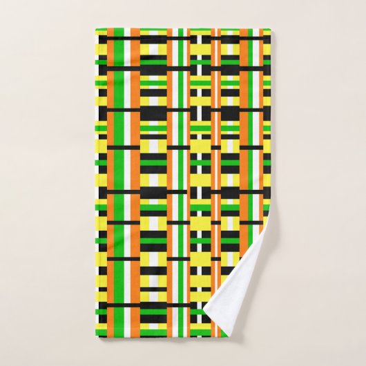 Plaid in Green, Orange & Yellow Modern Pattern Bad Handdoek (Handdoek)