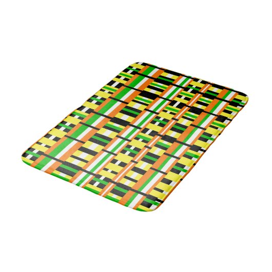 Plaid in Green, Orange & Yellow Modern Pattern Badmat (Gekanteld)