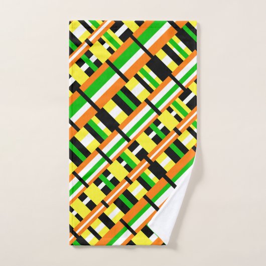 Plaid in Groen, Sinaasappel & Geel Modern Diagonal Bad Handdoek (Handdoek)
