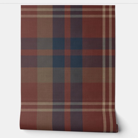 Plaid in Ruby Red and Navy Blue Behang (Afrollen)