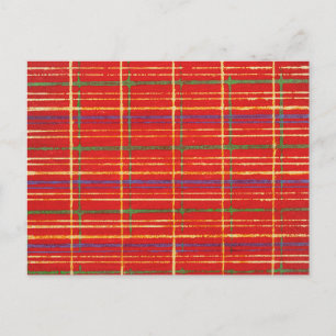Plaid Japans houtsnede Textiel Briefkaart