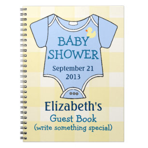 Plaid jaune et livre d'invité bleu de baby shower