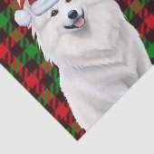 Plaid Kerst Amerikaanse Eskimo Dog Holiday Tissuepapier (Detail)