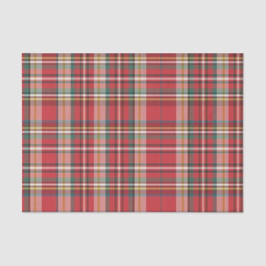 Plaid Kerst Feestdagen Rood Check Rustiek Tissuepapier (Voorkant)