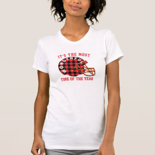 Plaid Kerst Football Vriendin T-shirt, Custom T-shirt