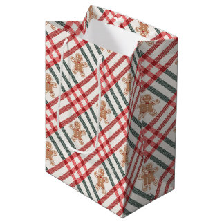 Plaid Kerst Gingerbread Rood Groen Medium Cadeauzakje