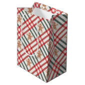 Plaid Kerst Gingerbread Rood Groen Medium Cadeauzakje (Achterkant Gekanteld)