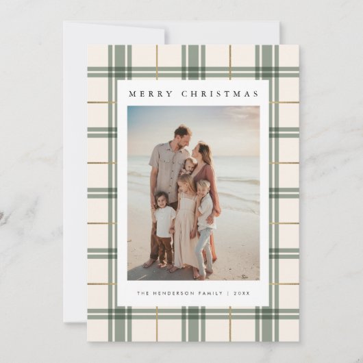 Plaid kerst Kaart met foto (Voorkant)