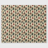 Plaid kerstbomen op Beige Cadeaupapier (Vlak)