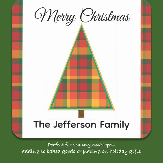 Plaid Kerstboom Kerst stickers