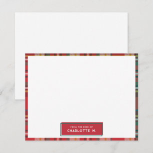 Plaid Klassieke Kleurrijke Gepersonaliseerde Stude Notitiekaartje