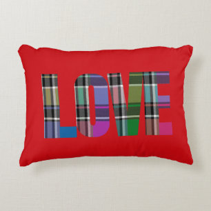 Plaid Love Accent Pillow beroemd gemaakt door HAMb Kussen