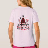 Plaid Merry Christmas Girls T-Shirt (Dos)