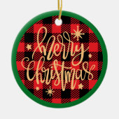 Plaid Merry Christmas - Kerstversiering Keramisch Ornament (Voorkant)