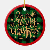 Plaid Merry Christmas - Kerstversiering Keramisch Ornament (Achterkant)