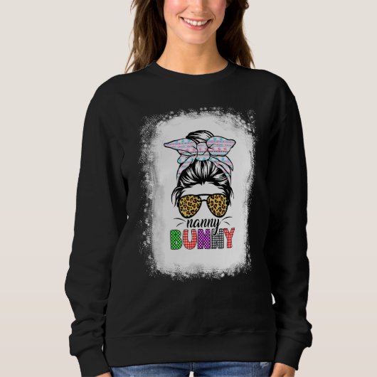Plaid Messy Bun Nanny Bunny Paasluipaard Vrouwen Trui (Voorkant)