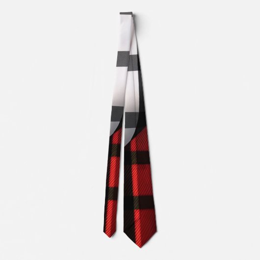 Plaid Modern Abstract Rood Zwart Plaid Collectie Stropdas (Achterkant)