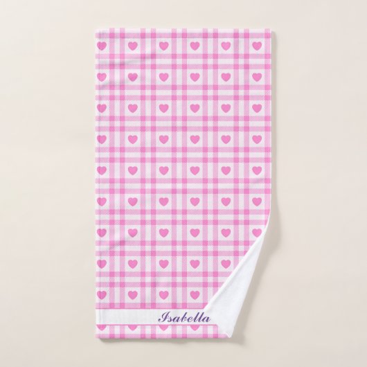 Plaid Modern Pink Heart Collection (Serviette à main)