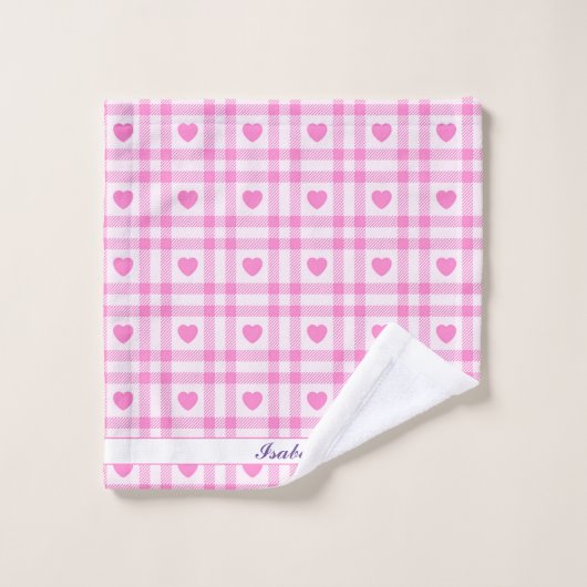 Plaid Modern Pink Heart Collection (Gant de toilette)