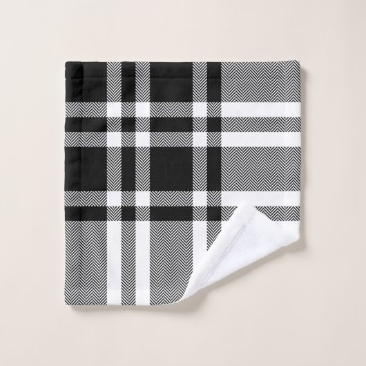 Plaid moderne noir et blanc (Gant de toilette)