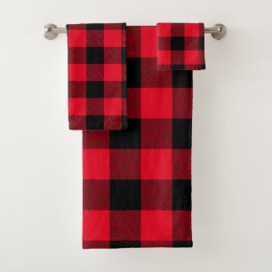 Plaid moderne rouge et noir Chevron Buffalo