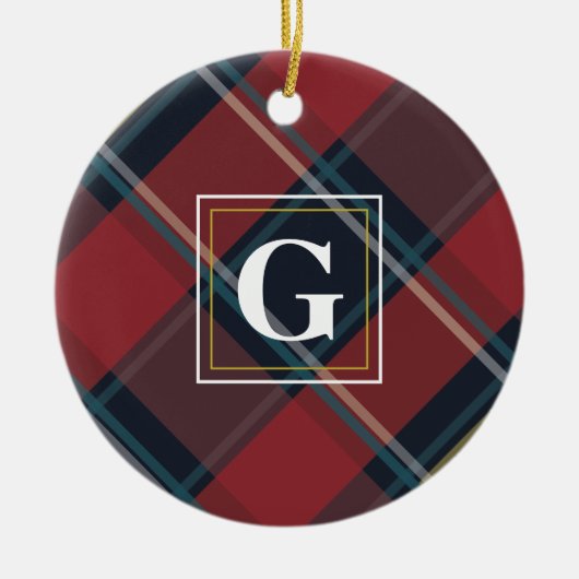 Plaid Monogram Kerstboom Ornament (Voorkant)