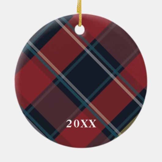 Plaid Monogram Kerstboom Ornament (Achterkant)
