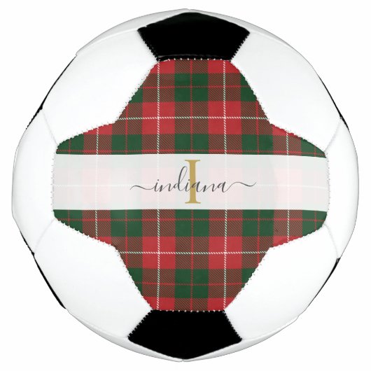 Plaid Monogramme Nom Carreaux Rouge Vert Tartan (Devant)