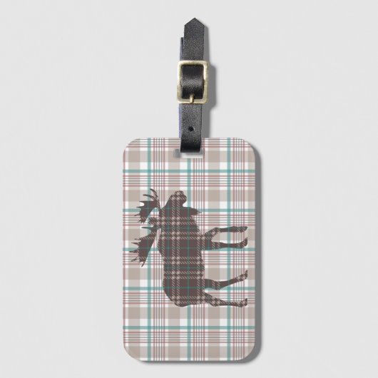 Plaid op Plaid Moose Bagagelabel (Voorkant (verticaal))