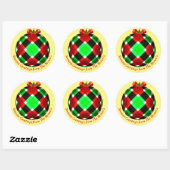 Plaid Ornament Kerst Ronde Sticker (Vel)