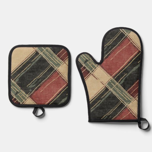  Plaid Oven Mitt en Pot Holder Set (Voorkant)