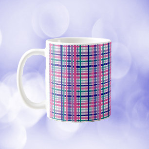Plaid Paarse Blauwgroen Navy Blauw Roze Wit Koffiemok