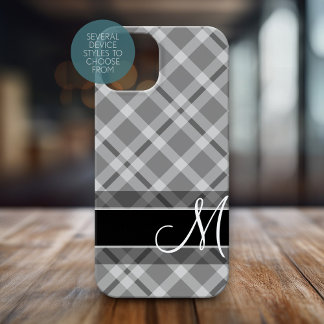 Plaid Patroon met Monogram - zwart wit grijs