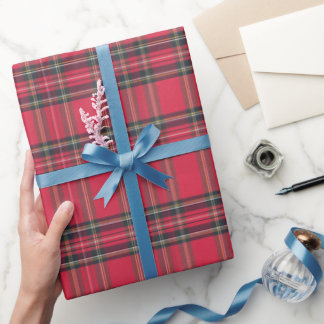 Plaid Patroon Vrolijk Kerst Verpakkingsdocument Cadeaupapier