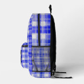 Plaid Pattern Gingham Check Donkerblauw Monogram Bedrukte Rugzak (Rechts)