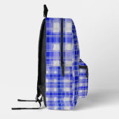 Plaid Pattern Gingham Check Donkerblauw Monogram Bedrukte Rugzak (Links)