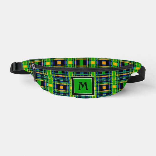 Plaid Pattern Tartan Check Groen Sinaasappel Zwart Heuptasje (Voorkant)