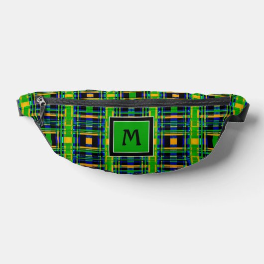 Plaid Pattern Tartan Check Groen Sinaasappel Zwart Heuptasje (Liggend)