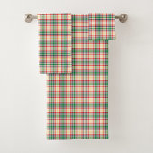 Plaid-patterned towel set with red, green, yellow 