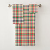 Plaid-patterned towel set with red, green, yellow  bad handdoek (Insitu)