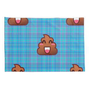 plaid poop emoji pillow hoesje kussenslopen