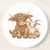 Plaid & Precious Pals Zandsteen Onderzetter (Voorkant)