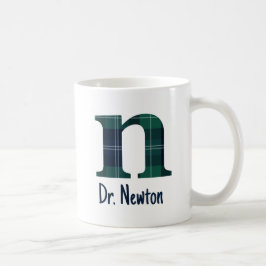 Plaid Print Kleine letter n Initiaal en naam Koffiemok