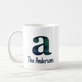 Plaid Print kleine letters letter een Initiaal en  Koffiemok