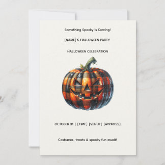 Plaid Pumpkin Halloween Party Invitation Kaart