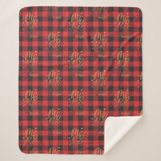 Plaid Red Check Gingham Christmas Sherpa Deken (Voorkant)