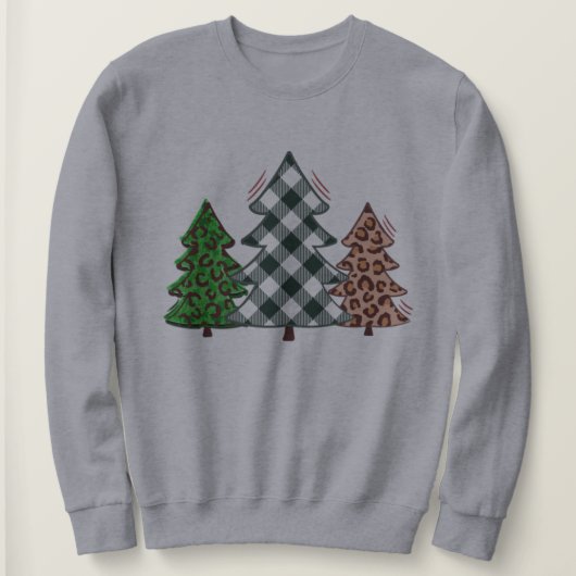 Plaid Red, Green Christmas Trees Sweat - shirt à (Design devant)