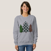 Plaid Red, Green Christmas Trees Sweat - shirt à (Devant entier)