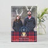 Plaid Red Nose Reindeer Carte photo de vacances Vi (Debout devant)