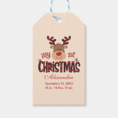 Plaid Reindeer Baby First Christmas Cadeaulabel (Voorkant)
